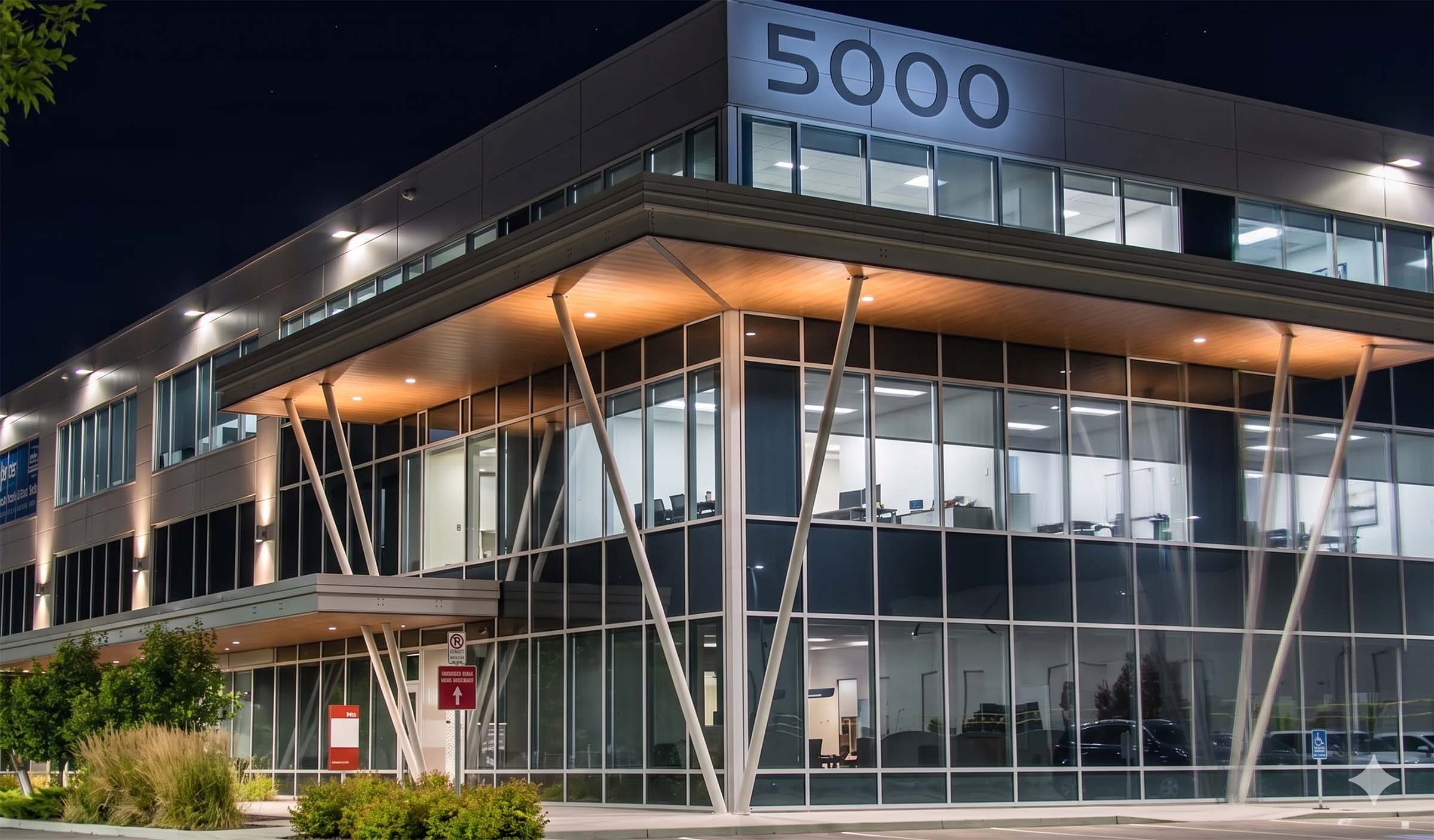Background image of the Integria clinic in Calgary at night