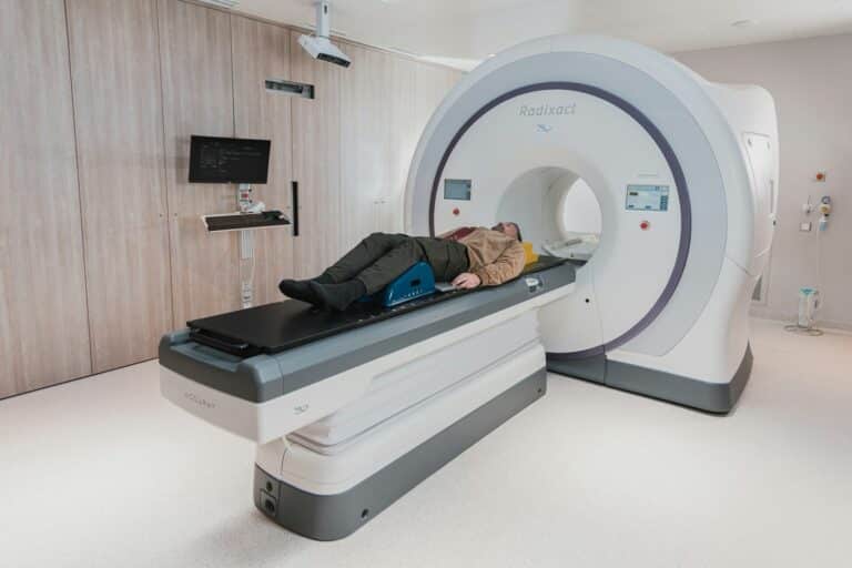 Patient entering a CT scanner for a CT angiogram at Integria Precision Medicine