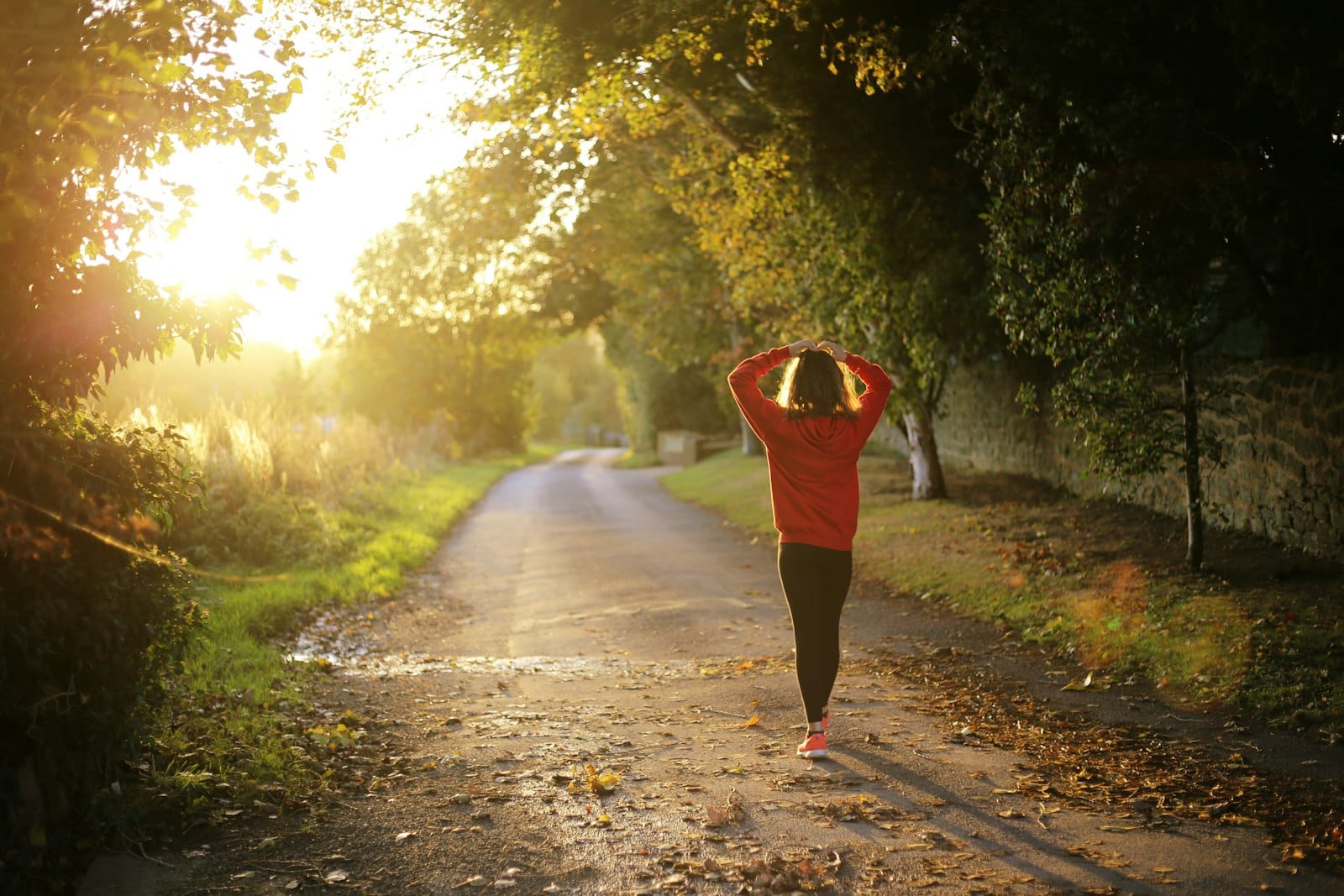Woman walking outdoors